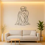 Seated Knee Embrace Metal Wall Art | Feminine Figure Wall Decor