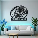 Personalized Running Back Stars and Speed Lines Metal Wall Art