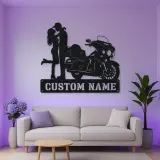 Personalized Touring Bagger Couple Metal Wall Art