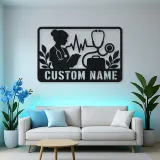 Personalized Doctor Nurse Metal Wall Art with Stethoscope