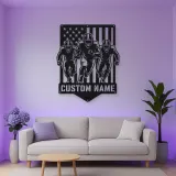 Personalized Three Football Players Flag Metal Wall Art