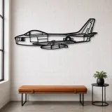 Insegna in metallo silhouette aereo F-86 Sabre, Silhouette di aerei in metallo, Decorazione murale di aviazione, Decorazione per aviatori