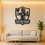 Personalized Quarterback Passing Shield Metal Wall Art