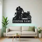 Personalized Biker Wedding Motorcycle Metal Wall Art