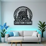 Personalized Tractor Farm Metal Wall Art with Barn Scene