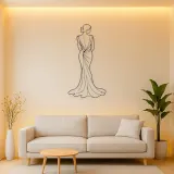 Silk Gown Back Pose Metal Wall Art | Fashion Figure Wall Decor