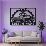 Personalized Muscle Car Metal Wall Art with Wrench Frame