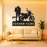 Personalized Dual Sport Motorcycle Couple Metal Wall Art