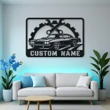 Personalized Muscle Car Metal Wall Art with Wrench Frame