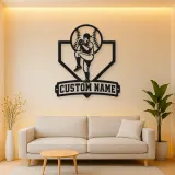 Personalized Baseball Pitcher Windup Metal Wall Art