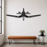 Insegna in metallo silhouette dell'aereo F4U Corsair Front, Silhouette di aerei in metallo, Decorazione da parete aviatore