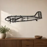 Silhouette d'avion DC-3C en métal, Décoration murale aéronautique