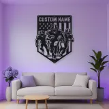 Personalized Three Football Players American Flag Metal Wall Art