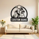 Personalized Wrestling Match Metal Wall Art with Belt Frame
