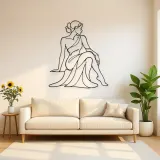 Seated Side Glance Metal Wall Art | Feminine Figure Wall Decor