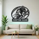 Personalized Running Back Stars and Speed Lines Metal Wall Art