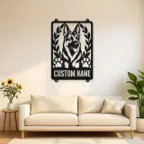 Personalized German Shepherd Metal Wall Art with Paw Prints