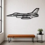 Silhouette d'avion F-16A en métal, Décoration murale aéronautique
