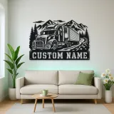 Personalized Refrigerated Semi Truck Mountain Metal Wall Art