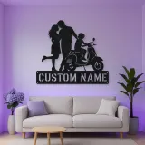 Personalized Scooter Family with Young Rider Metal Wall Art