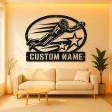 Personalized Number 87 Diving Receiver Stars Metal Wall Art