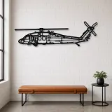 Silhouette en métal du UH-60 Black Hawk, Décoration murale en métal, Décor aéronautique, Décorateur aviateur