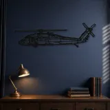Silhouette en métal du UH-60 Black Hawk, Décoration murale en métal, Décor aéronautique, Décorateur aviateur