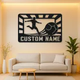 Personalized Soccer Player Metal Wall Art with Stadium