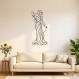 Stehende Muse mit Blatt Metallschild | Botanische Frauen Wanddekoration