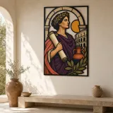 Classical Roman Scholar with Scroll and Colosseum Colorful Metal Wall Art