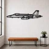 Silhouette d'avion F-18 Hornet en métal, Décoration murale aéronautique