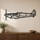 Silhouette d'avion Spitfire Mk. IX en métal, Décoration murale en métal, Décor aéronautique, Décor d'aviation