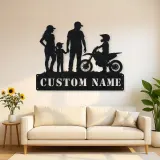 Personalized Motocross Family with Mini Dirt Bike Metal Wall Art