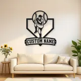 Personalized Baseball Pitcher Windup Metal Wall Art