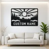 Personalized Speedboat Metal Wall Art with Mountain Lake