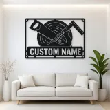 Personalized Carpenter Tools Metal Wall Art with Saw Blade