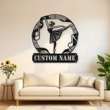 Personalized Ballerina Metal Wall Art with Musical Notes