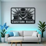 Personalized Welder Metal Wall Art with Torch and Hammer