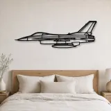 Silhouette d'avion F-16A en métal, Décoration murale aéronautique