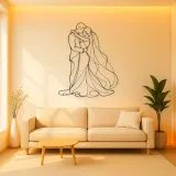 Wedding Veil Embrace Metal Wall Art | Romantic Couple Decor