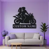 Personalized Two Rider Motorcycle Couple Metal Wall Art