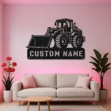 Personalized Large Wheel Loader Low Bucket Metal Wall Art