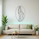 Woman in Oval Frame Metal Wall Art | Feminine Figure Wall Decor