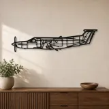 Silhouette en métal d'avion PC 12, Décoration murale en métal, Décor aéronautique, Cadeau pour aviateur