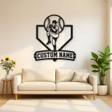 Personalized Baseball Pitcher Windup Metal Wall Art