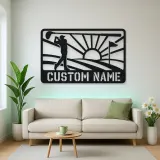 Personalized Golf Swing Metal Wall Art with Fairway