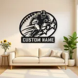 Personalized Running Back Stars and Speed Lines Metal Wall Art