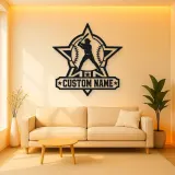 Personalized Baseball Batter Star Badge Metal Wall Art