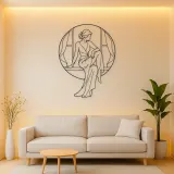 Seated Window Style Metal Wall Art | Fashion Figure Wall Decor