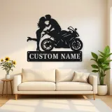 Personalized Sport Motorcycle Couple Metal Wall Art